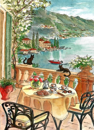 Cats relaxing lake como - cats,