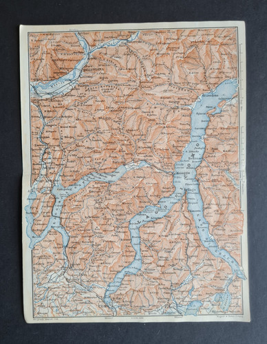 Antique 1889 map - , lake