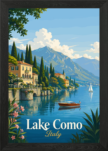 Lake como italy travel - italy, poster