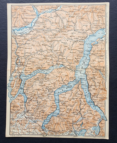 Antique 1893 map lake como - -,