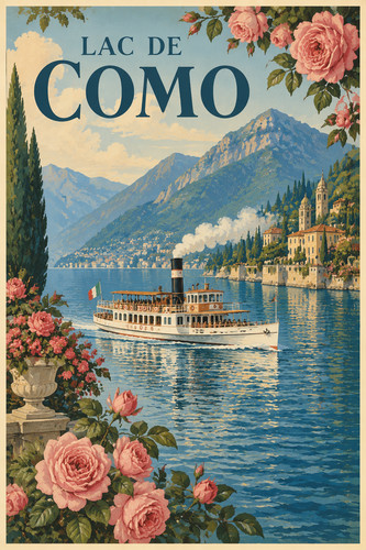 Vintage lake como - vintage,
