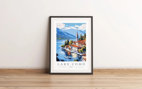 Lake como travel poster print - como,