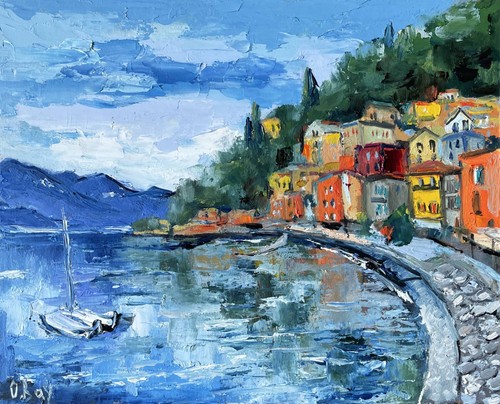 Lake como painting - como, landscape