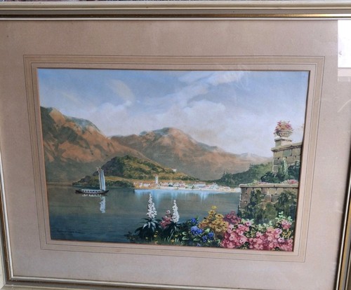 Vintage lake como watercolour - vintage,