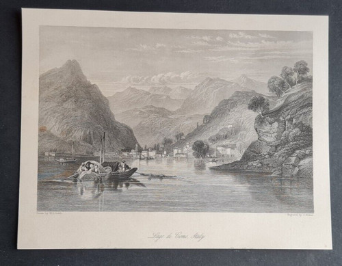 Antique print lago - print,