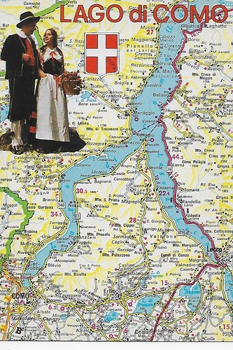 Lake como map postcard - lake,