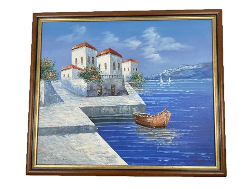 Original oil painting lake - original,